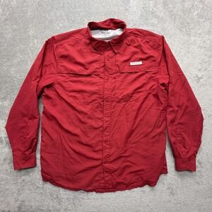 Realtree Fishing Shirt Mens XL Brick Red Button-Up Polyester Lined Breathable
